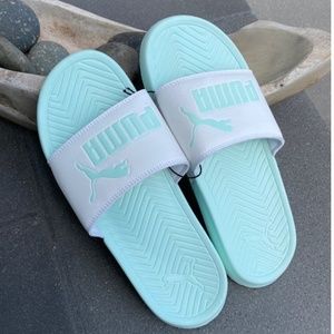 RARE! PUMA Pop-cat Slides Mint Green/White Women’s Sz 6